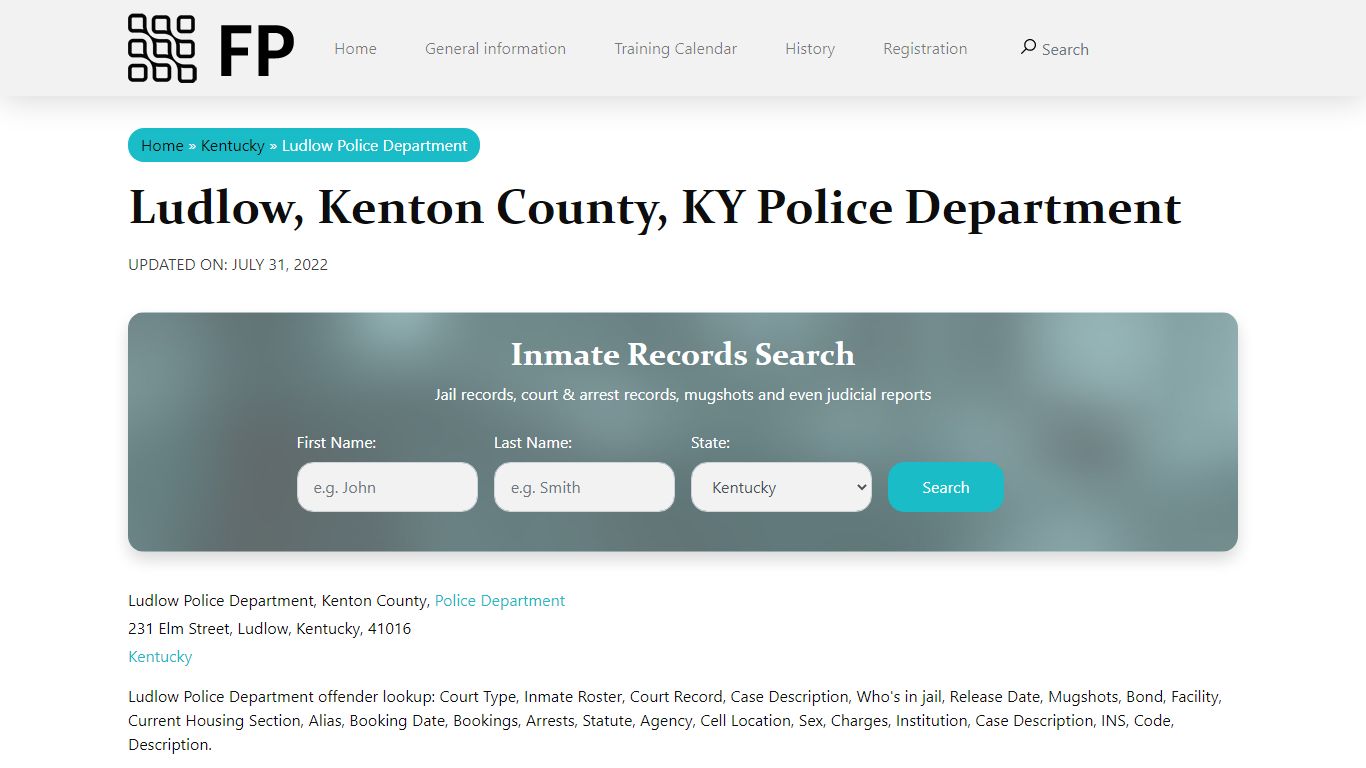 Ludlow, KY Police - City Jail Inmates, Arrests