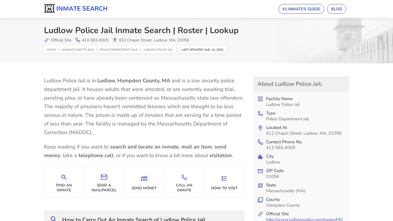 Ludlow Police Jail Inmate Search | Roster | Lookup