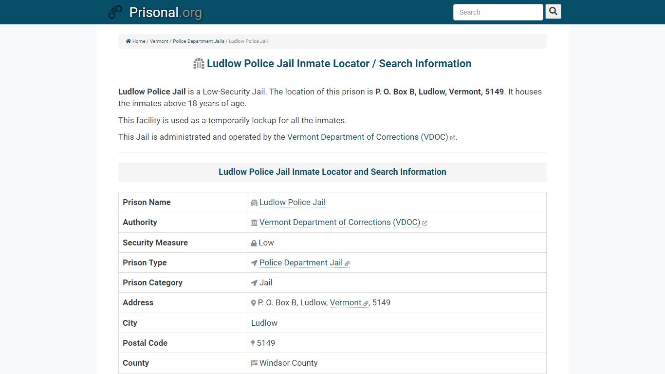 Ludlow Police Jail-Inmate Locator/Search Info, Phone, Fax ...