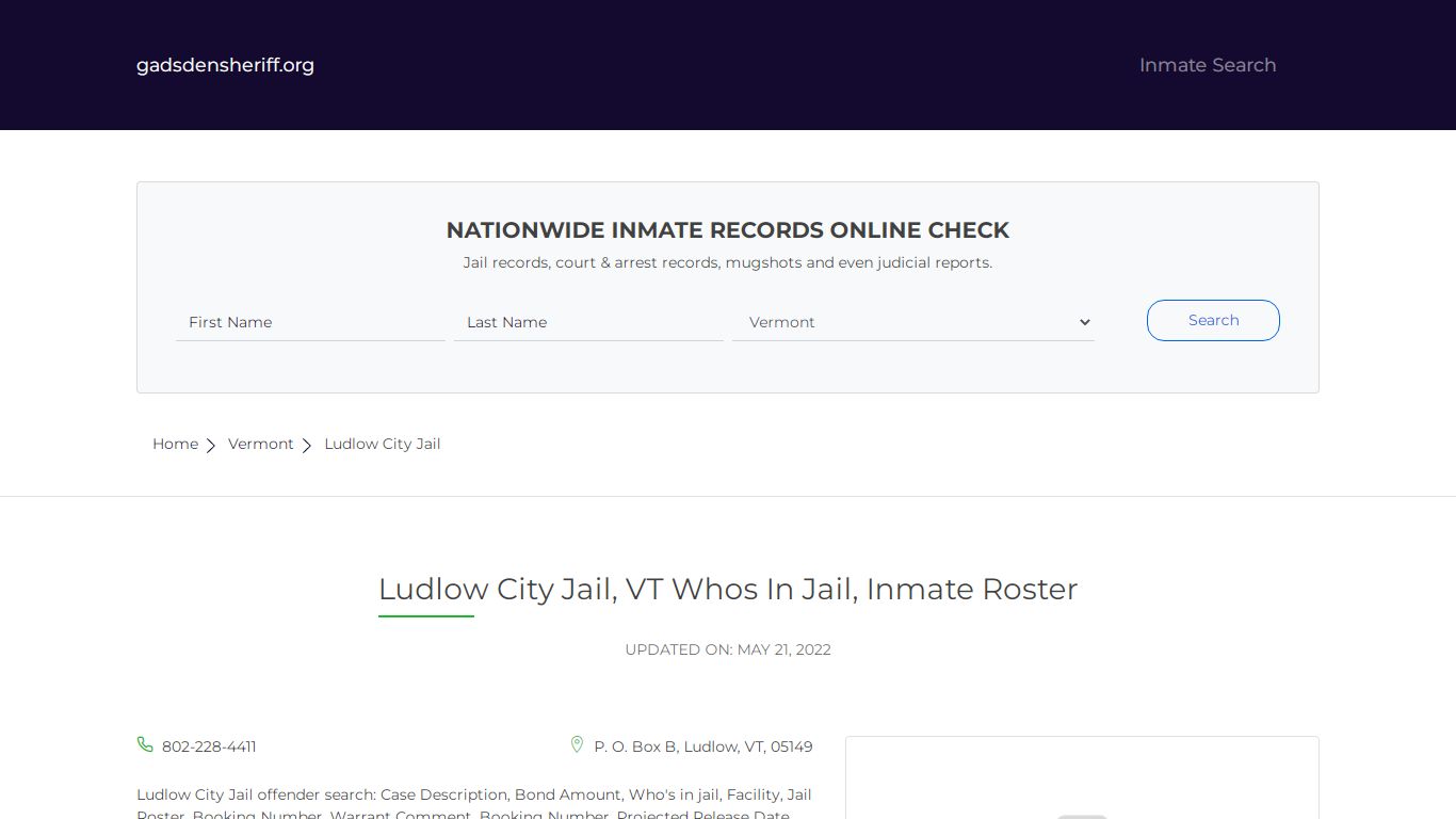 Ludlow City Jail, VT Inmate Roster, Whos In Jail