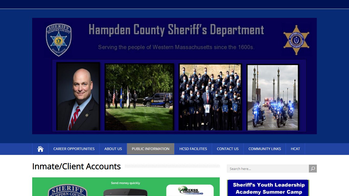 Inmate/Client Accounts - Hampden County Sheriff's Department